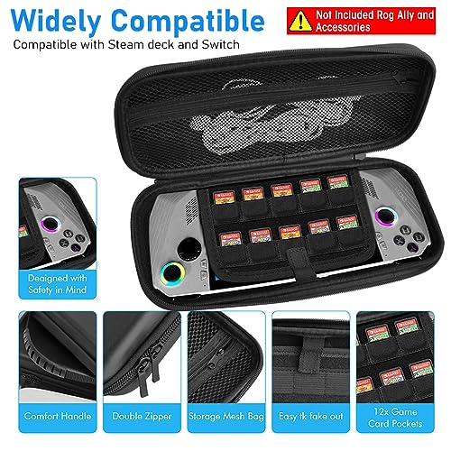 ZORBES® Oxford Fabric Carrying Case for Rog Ally Accessories Portable Handbag with 10 Game Cartridges Slot Waterproof Protective Storage Bag Black 2PCS ZORBES® Oxford Fabric Carrying Case for Rog Ally Accessories Portable Handbag with 10 Game Cartridges Slot Waterproof Protective Storage Bag Black 2PCS